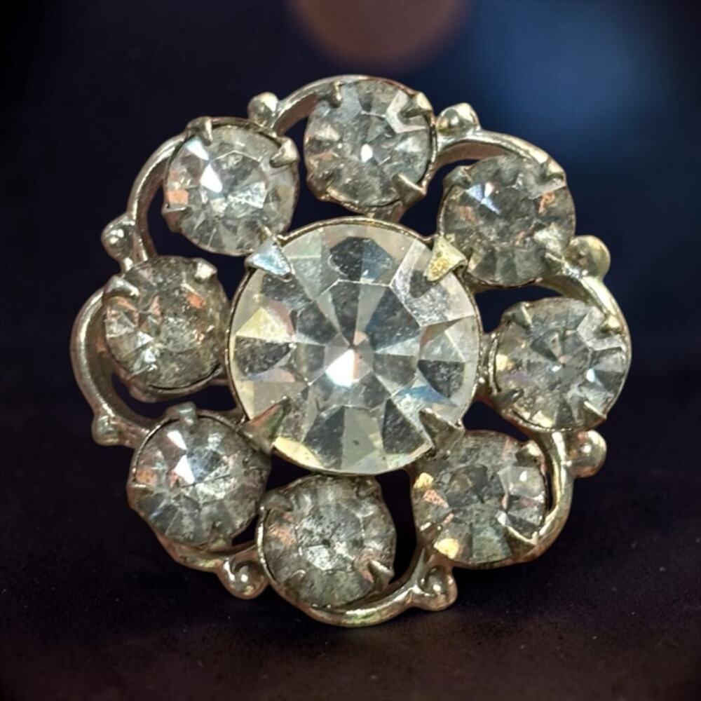 1950s Rhinestone Scatter Brooch Crystal Starburst Sparkle Cocktail Pin